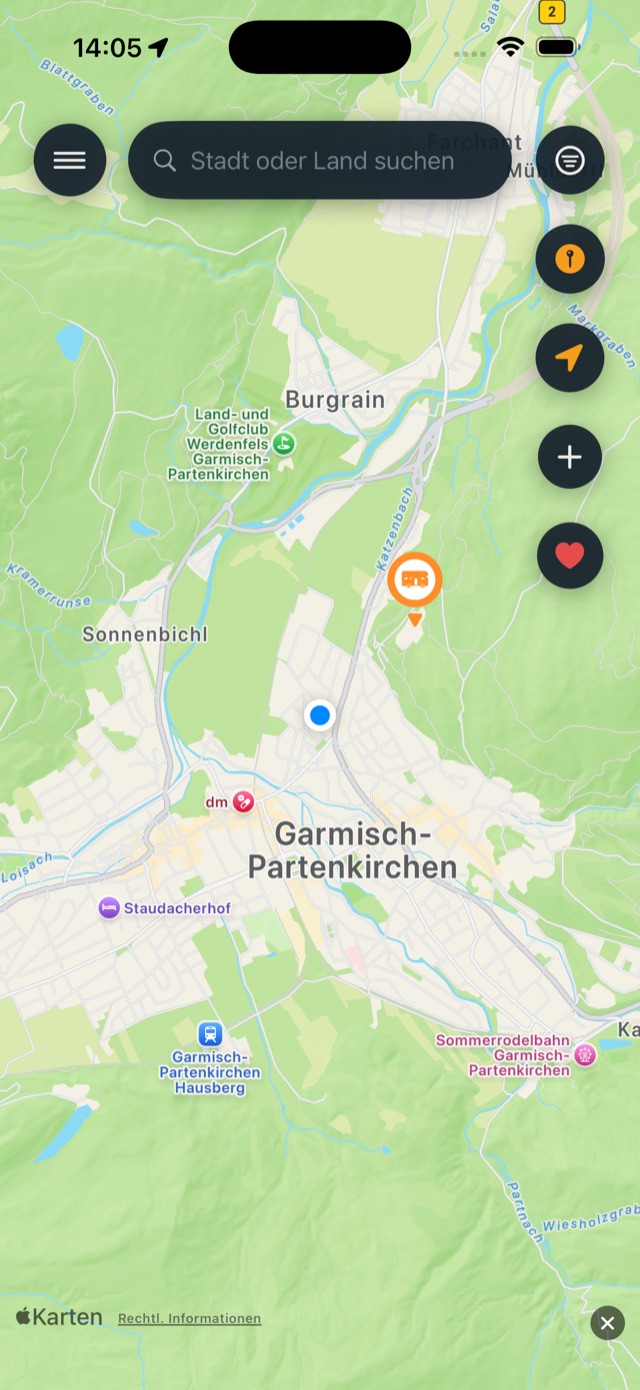 RoadChapter Karte mit Stellplätzen